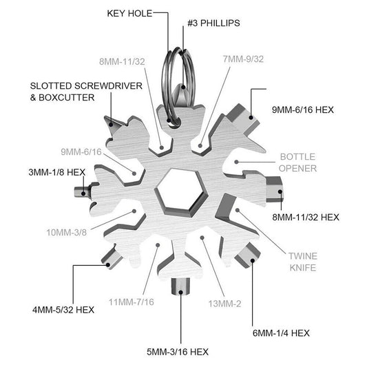 18-in-1 Stainless Steel Snowflake Multi-Tool