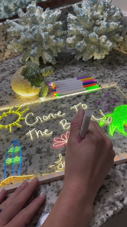 Creative LED Note Board Night Light with Erasable Pen