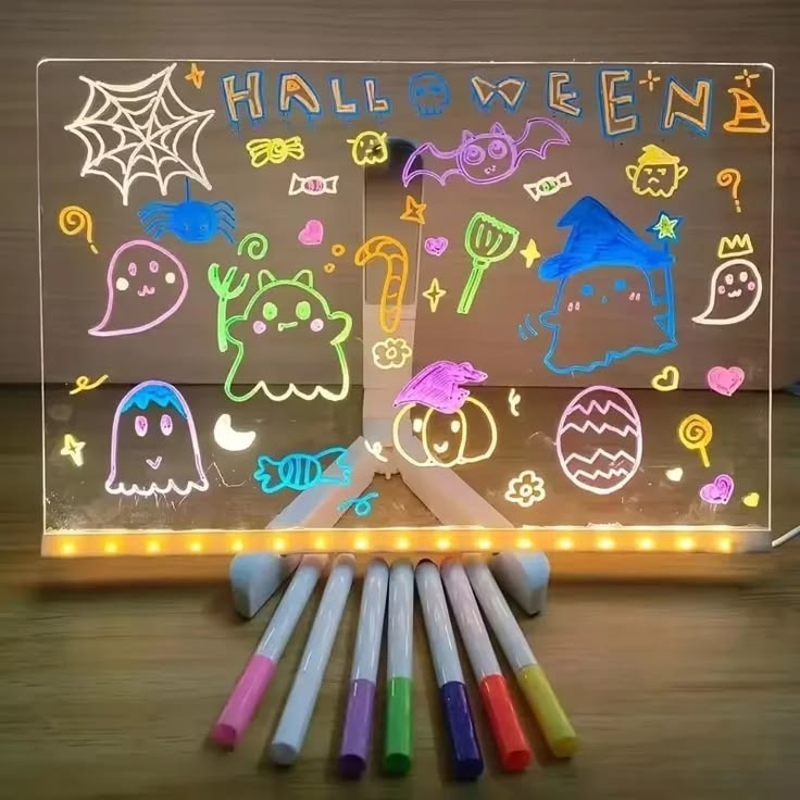 Creative LED Note Board Night Light with Erasable Pen
