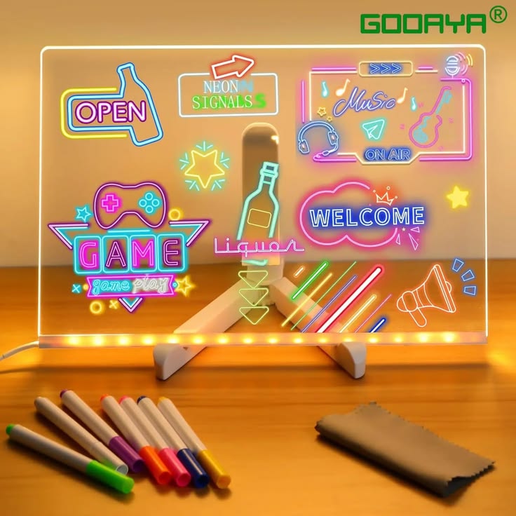 Creative LED Note Board Night Light with Erasable Pen