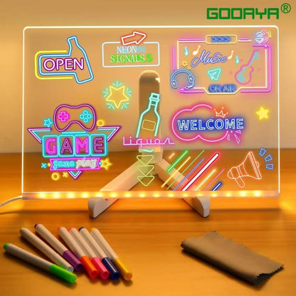 Creative LED Note Board Night Light with Erasable Pen