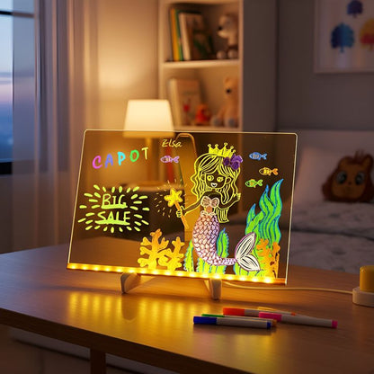 Creative LED Note Board Night Light with Erasable Pen