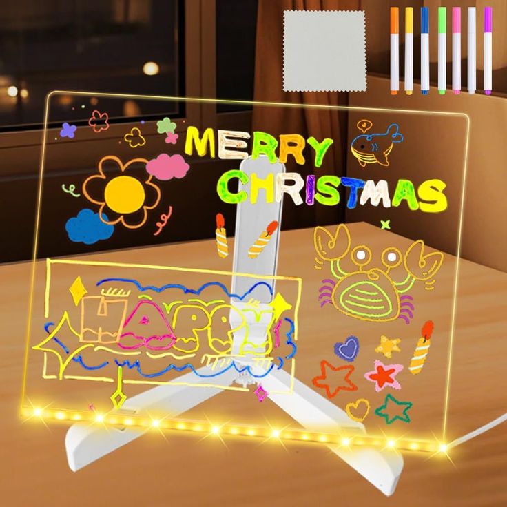 Creative LED Note Board Night Light with Erasable Pen